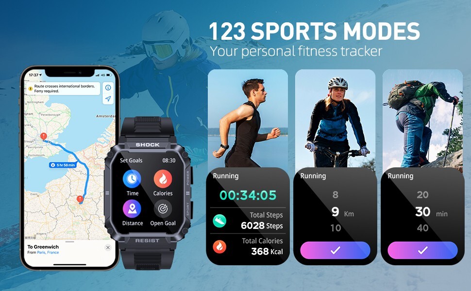 SMART WATCH New Military IP68 Waterproof Answer/Make Calls for iPhone & Android