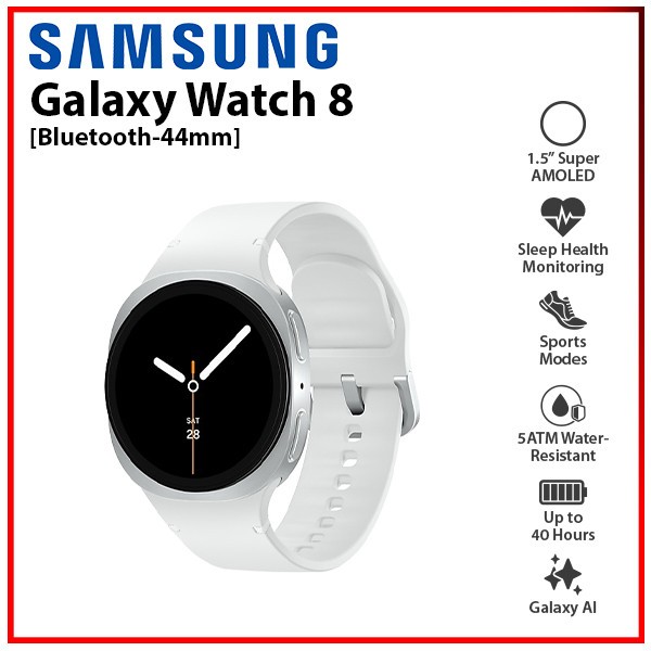 (New) Samsung Galaxy Watch8 44mm SILVER Bluetooth GPS Android Smartwatch