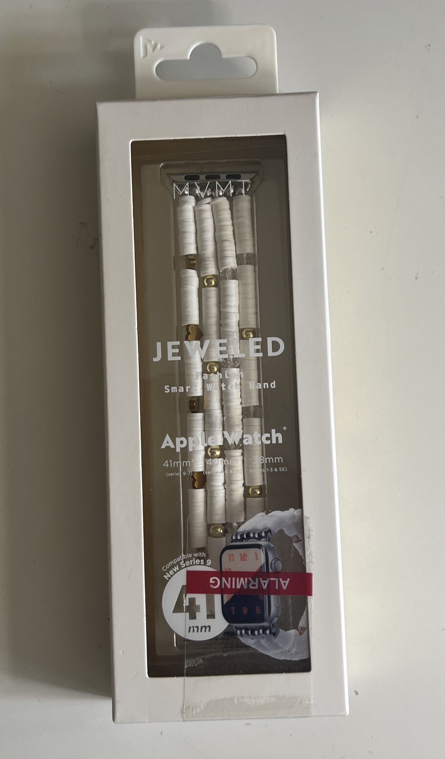 MVMT For Any Apple Watch Series 9 38/40/41mm Fashion Jeweled Watch Band White