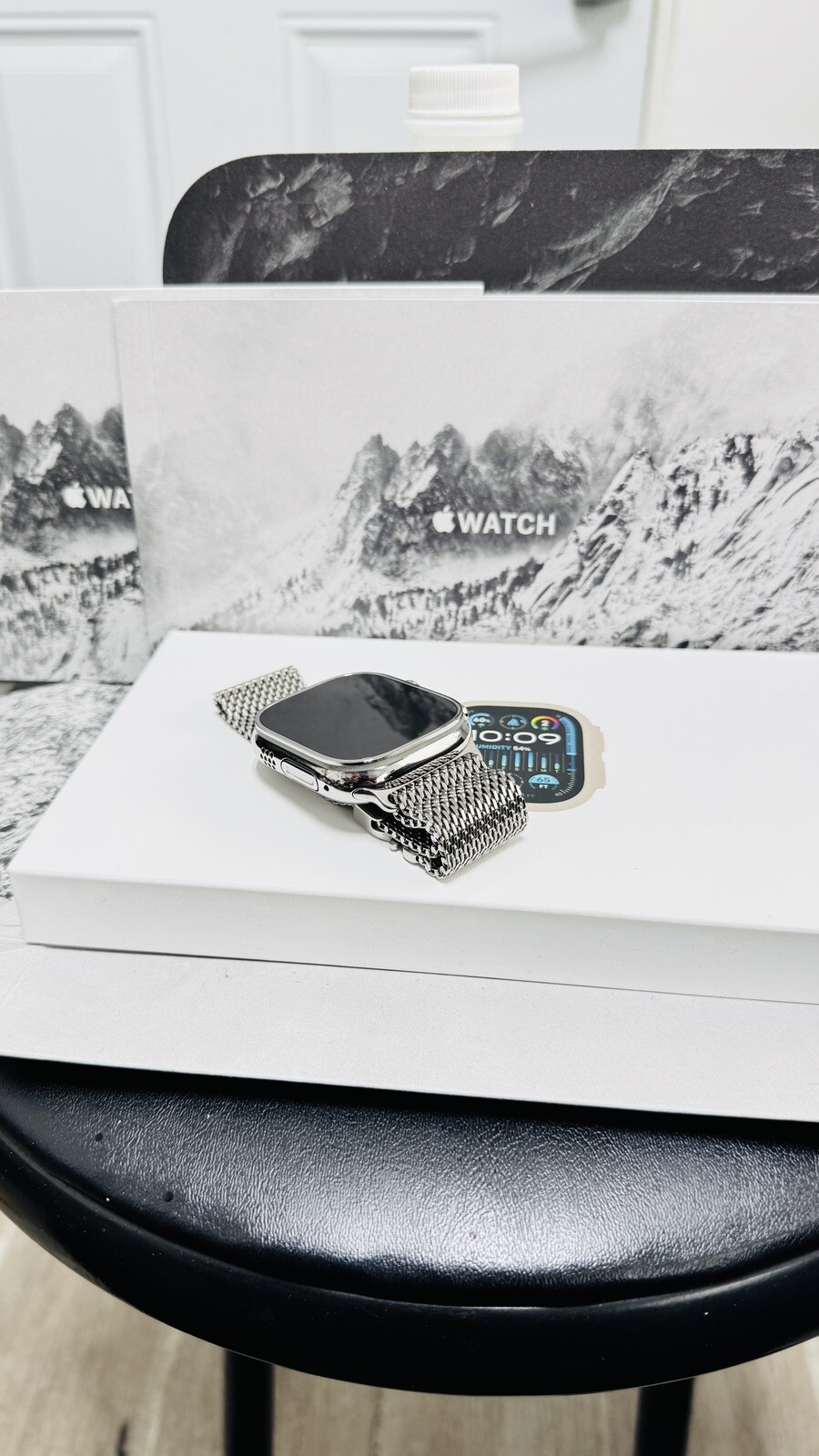 Apple Watch ULTRA 3 49mm CUSTOM Diamond Polished Apple Titanium Milanese Loop