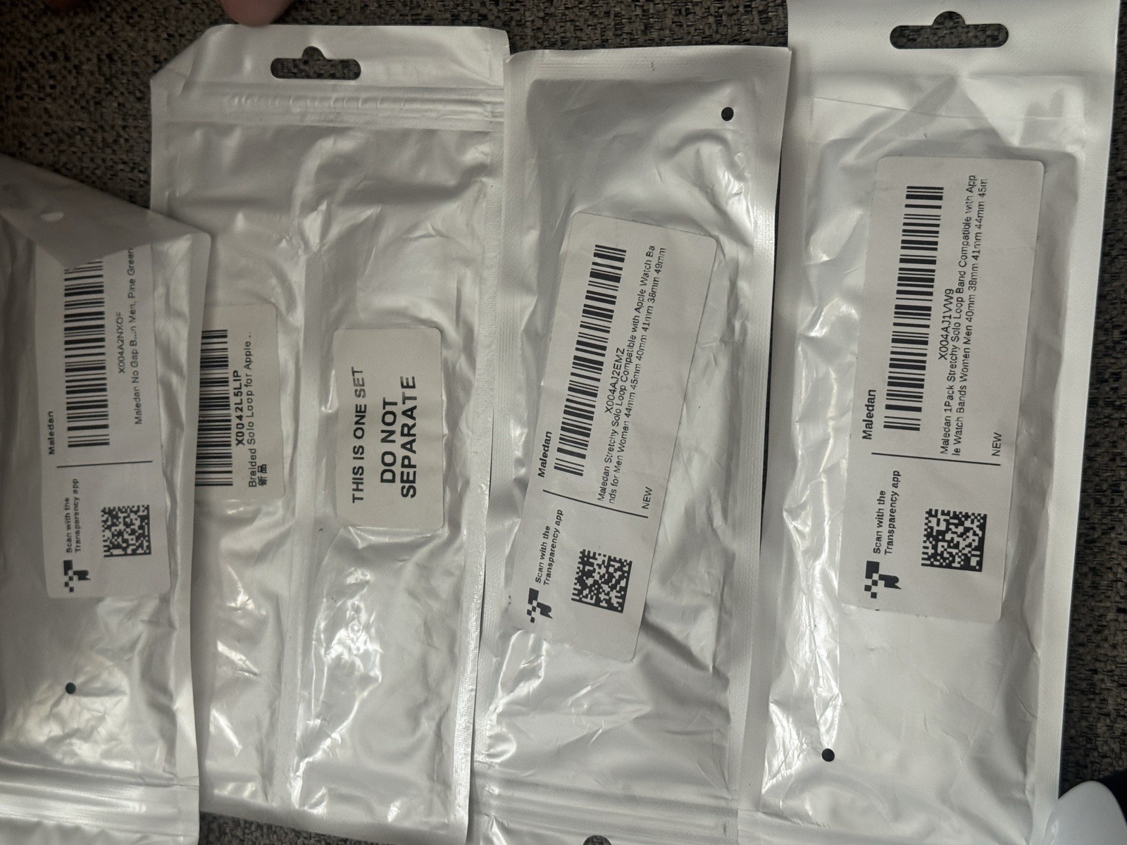 Lot of 5 Maledan Apple Watch Bands Stretchy Solo Braided Loop Silicone Strap New