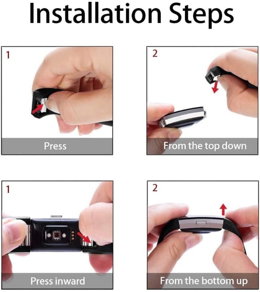 Silicone Strap Compatible with Fitbit Charge 2, Adjustable Classic Band