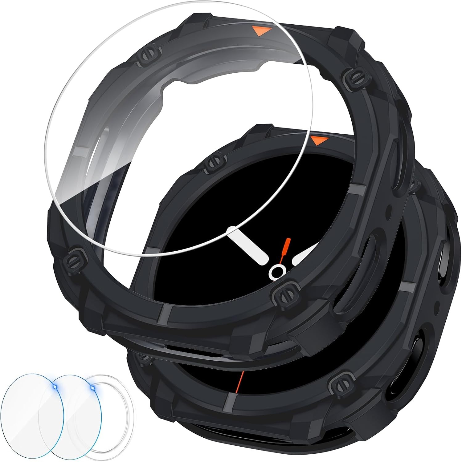 Soft TPU Bumper Case with 9H Tempered Glass for Samsung Galaxy Watch 8 44mm
