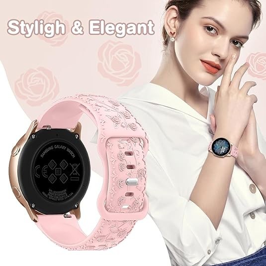 Floral Engraved Soft Silicone Strap Compatible with Galaxy Watch 7 40mm 44mm