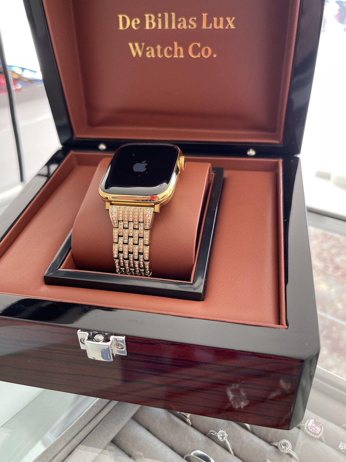 Custom 24k Gold Plated 45mm Apple Watch Stainless Steel Series 9 Diamond Band