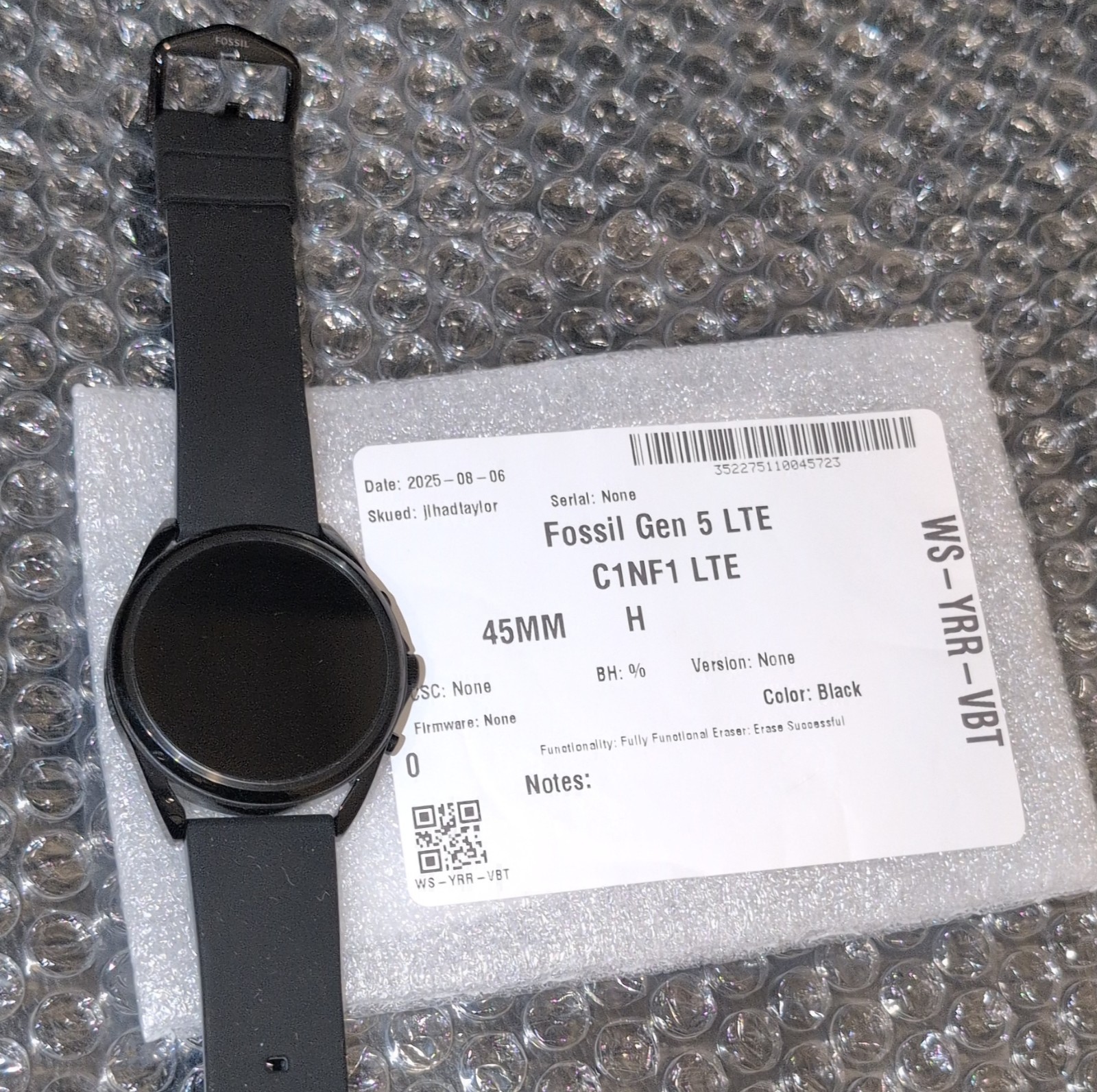 Fossil Gen 5 LTE Smart Watch Black Silicone Band 45mm Android iOS Touchscreen