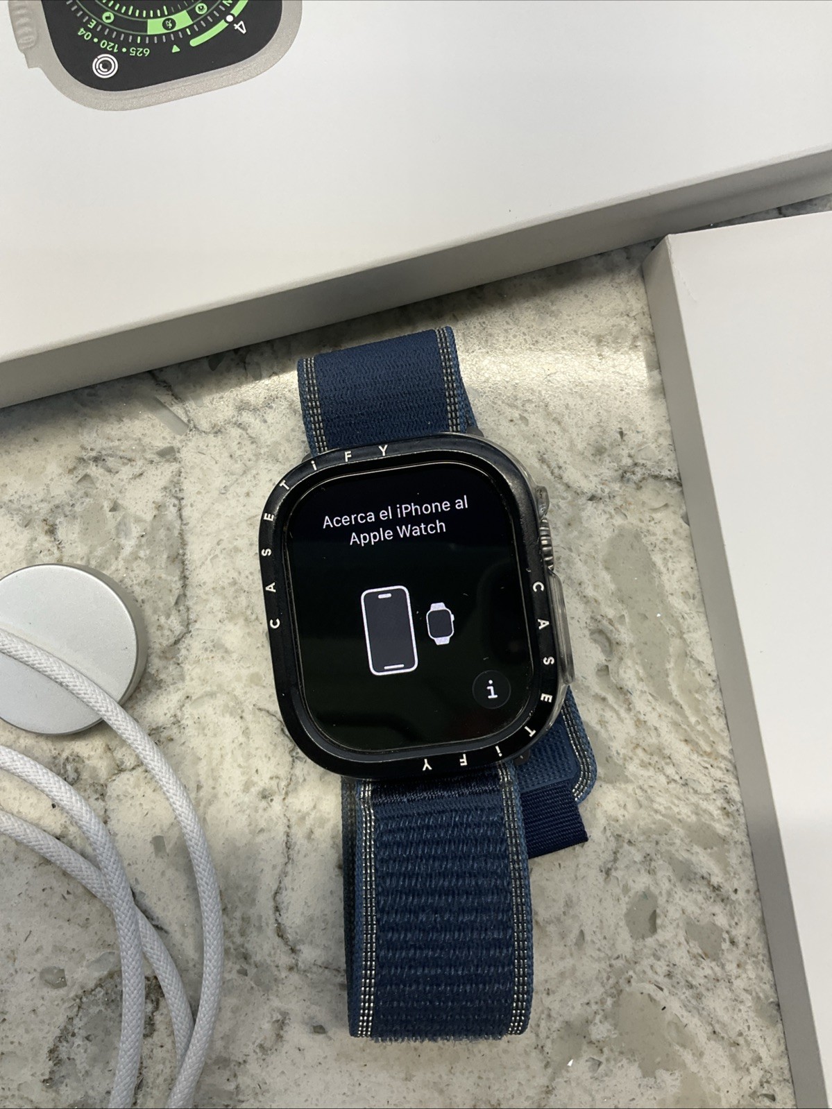 Unlocked Apple Watch Ultra 3 49MM Black Titanium Blue Trail Loop MEWU4LW/A
