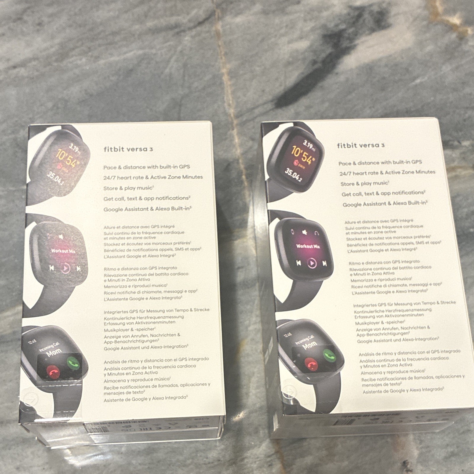 Fitbit Versa 3 GPS Smartwatch 40mm Black Aluminum Case Black Silicone Band