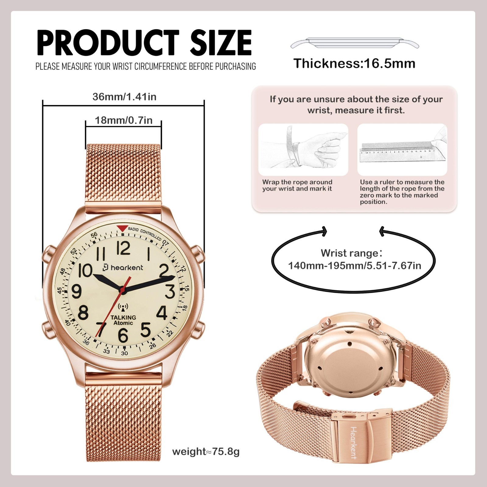 Atomic Talking Watch for Women – Loud English Announcements, Stylish Gift for Se