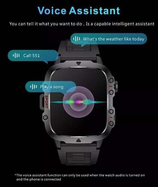 2024 New Xiaomi Military Smart Watch 1.96″ IP68 5ATM Fitness Tracker BT Call