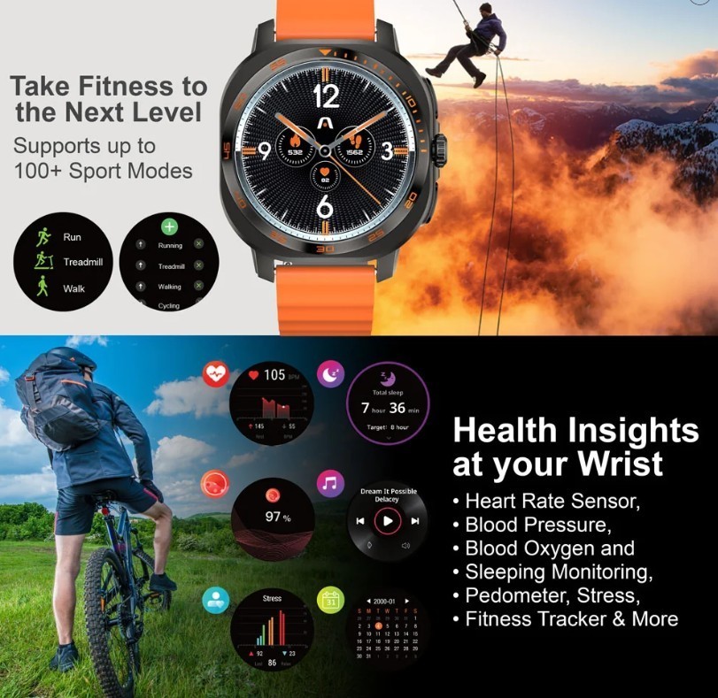 ArgomTech SkeiWatch C62 AMOLED Smartwatch BT Call AI GPS Fitness