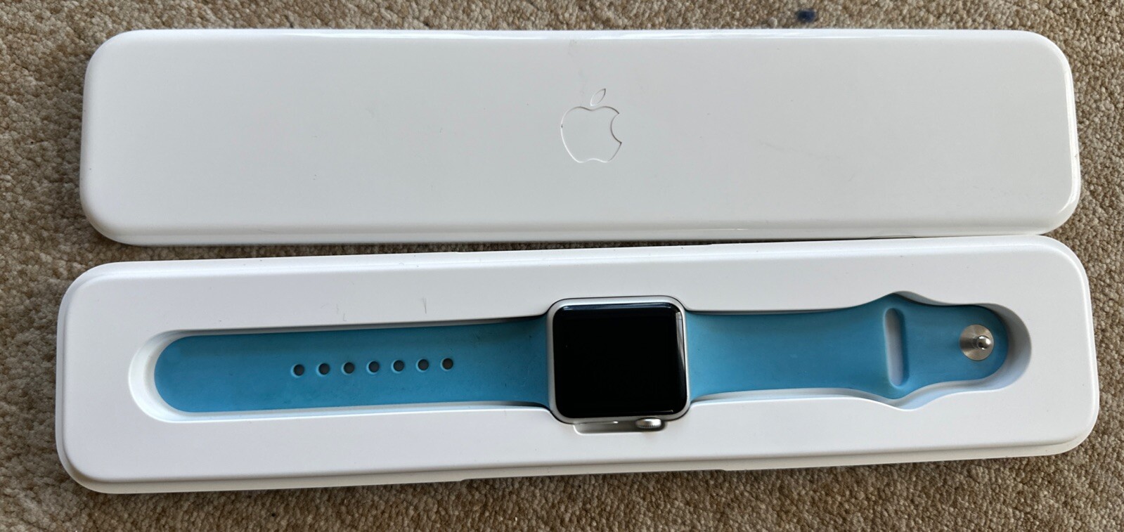 Apple Watch 7000 Series 38mm Blue Band Silver Grey Case FOR PARTS REPAIR