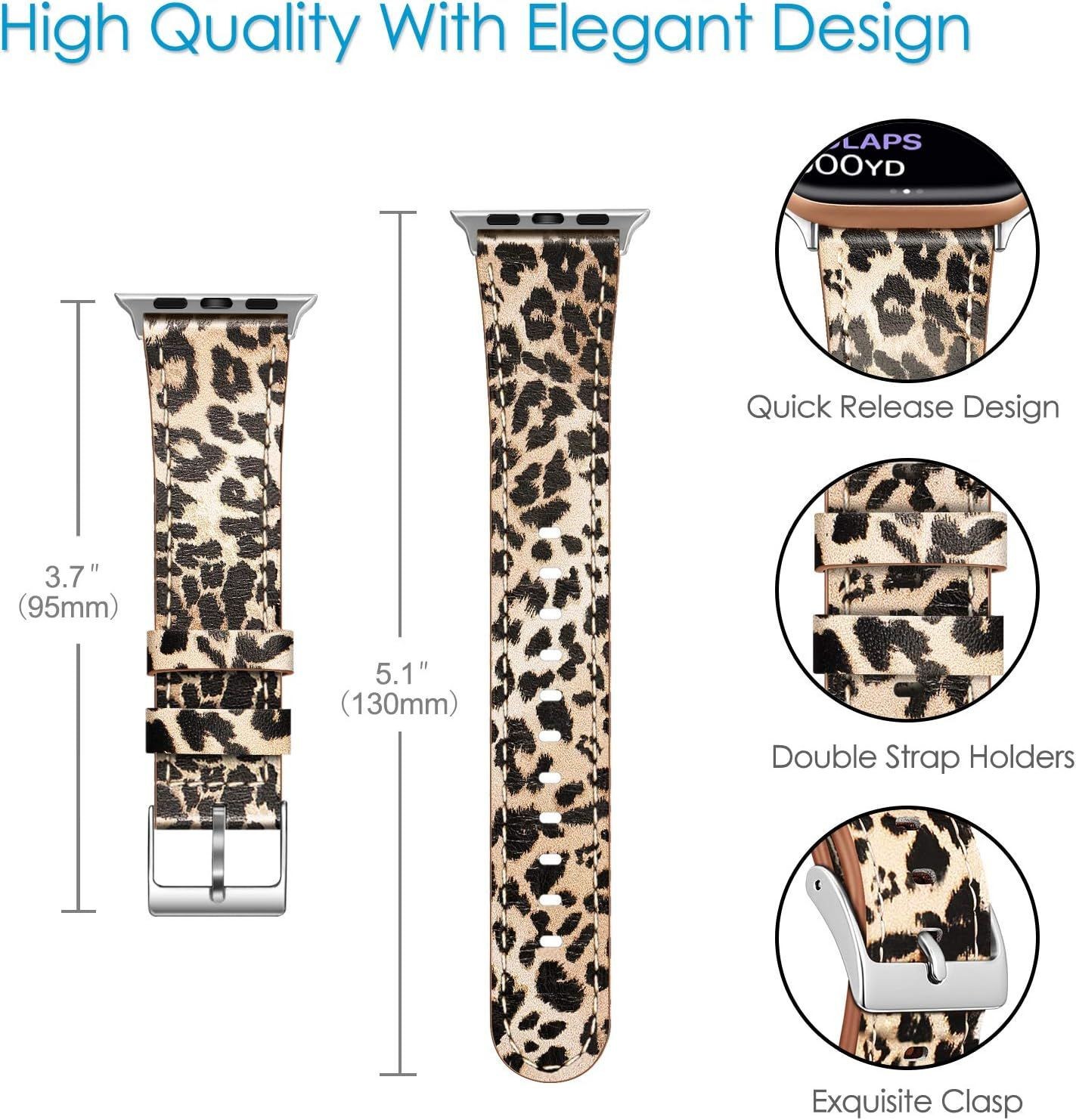 Soft Genuine Leather Strap Compatible with Apple Watch 38mm, Adjustable