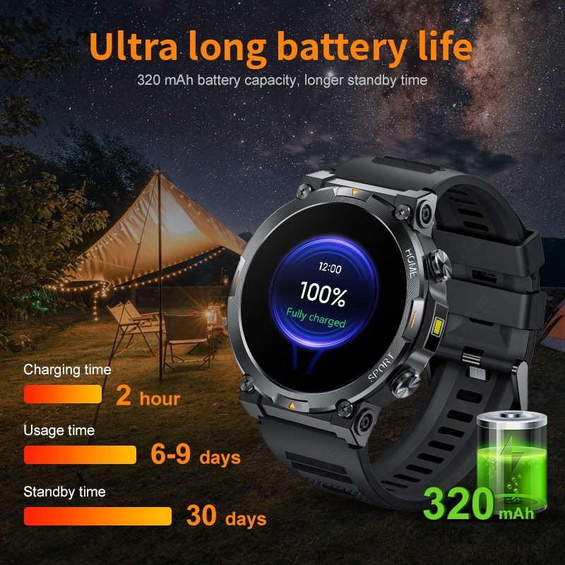Smart Watch Military Tactical Men Sports Heart Rate Fitness Tracker Wristwatch
