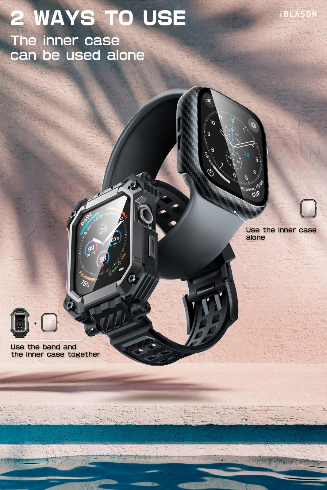 3-in-1 Heavy Duty Case & Band for Apple Watch Series 11/10 46mm, Shockproof, Inc