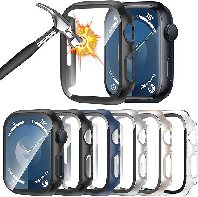 6 Pack Case for Apple Watch SE 3/SE 2nd Gen Series 6 5 4 SE 44mm Screen Protecto