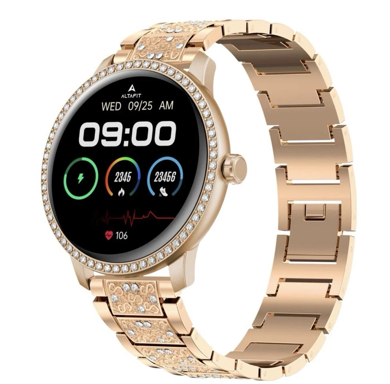 AltaFit AF25 Bluetooth Smartwatch with Extra Milanese Band Rose Gold