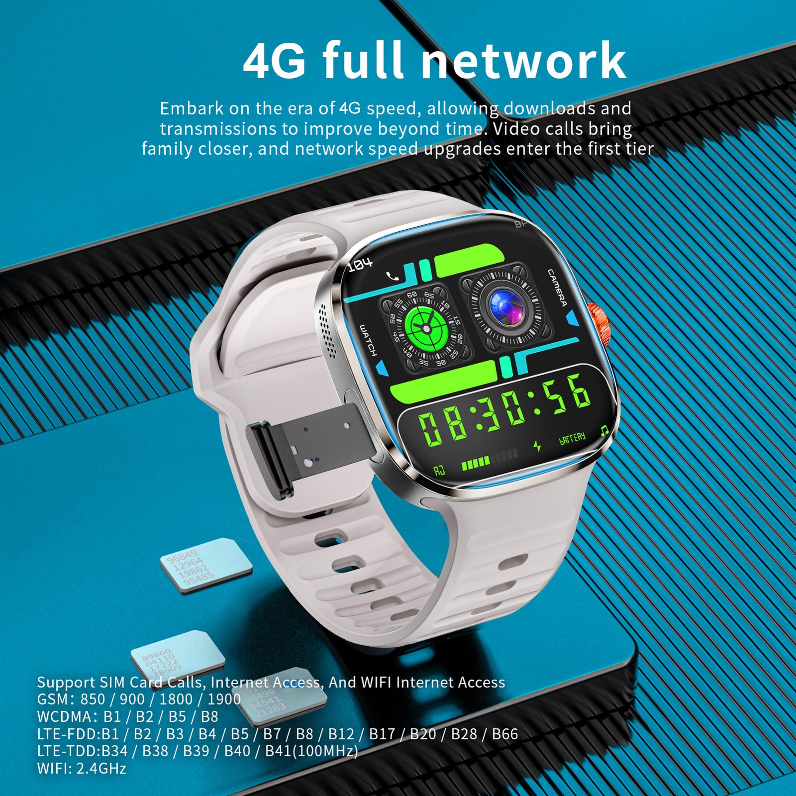 4G Smart Watch With 2.16-inch Touch Screen WiFi GPS BT Smartwatch AI Real CIWL