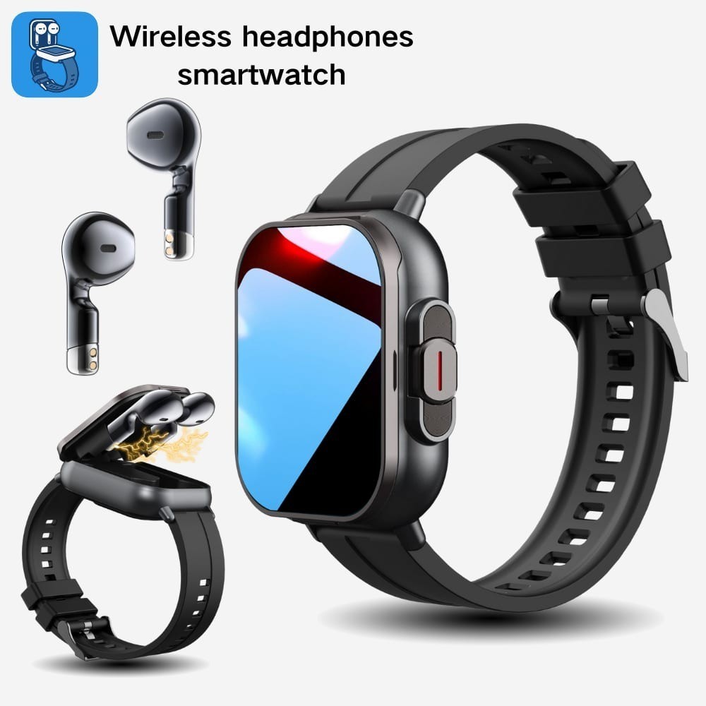 2 In 1 Smart Watch With Earbuds Wireless Call Music Play Fitness Tracker