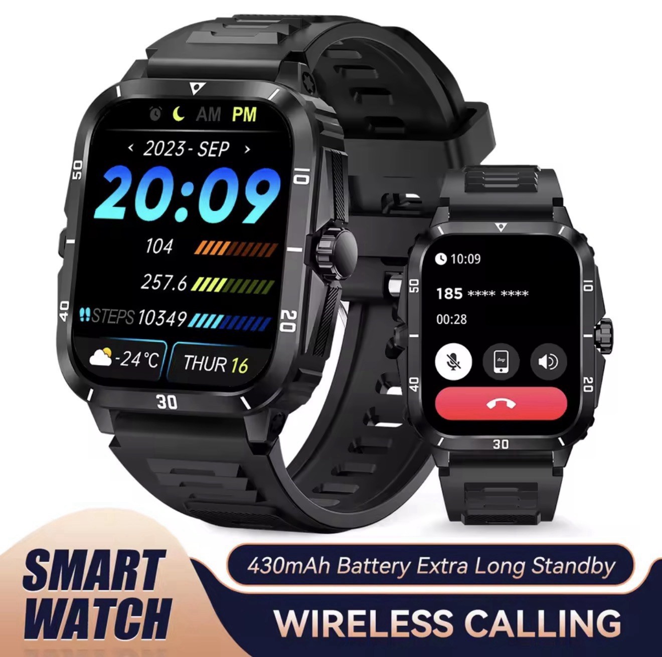 EIGIIS KT71 Smart Watch 1.96” IPS 3ATM Waterproof Bluetooth Call Heart Rate 100+