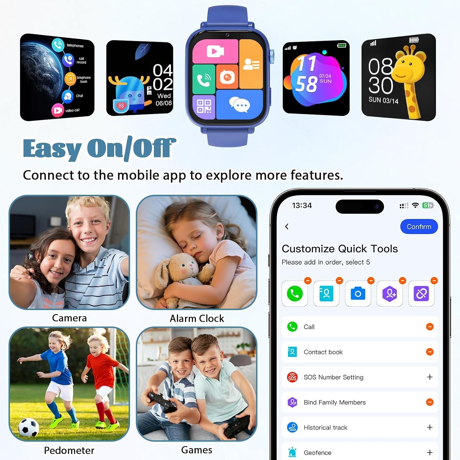 4G Kids Smart Watch for Boys Girls with GPS Tracker, SOS, Two Way Call Video