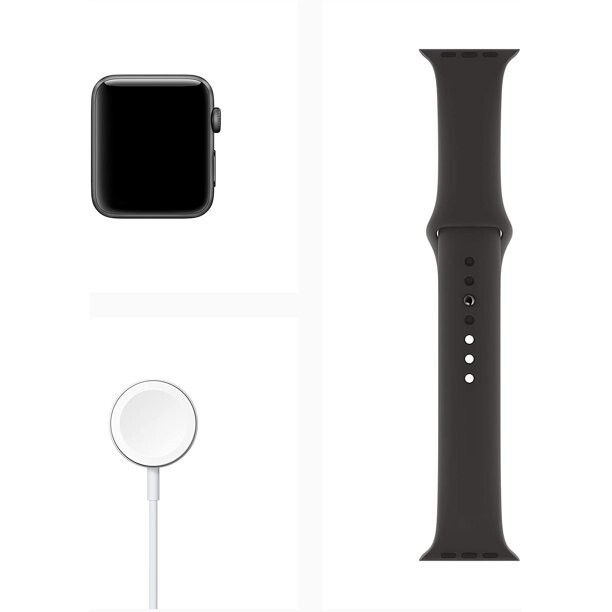 Apple Watch Series 3 38mm Space Gray Aluminum Case with Black Sport Band…