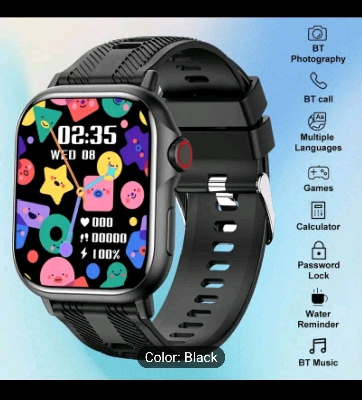 Smart Watch For Android And iPhone Bluetooth Call,Screen Size 2.01- Color Black
