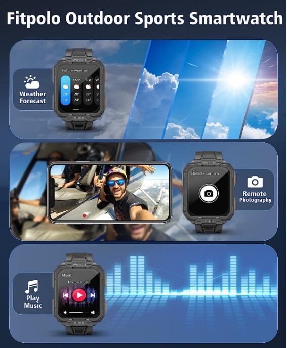 Military Smart Watch, Military Bluetooth Call(Answer/Dial Calls) Fitness Tracker