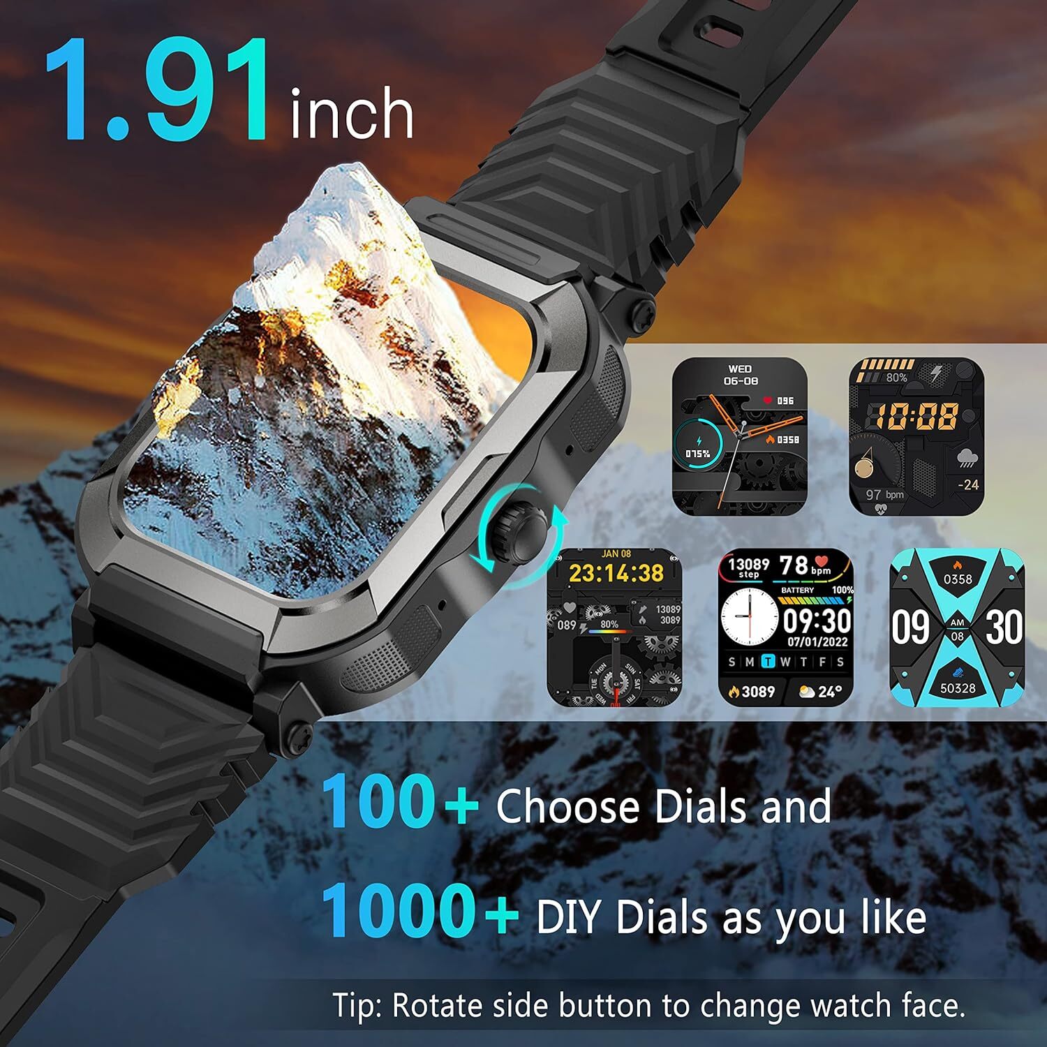Smart Watch for Men with Calls Rugged Fitness HR/BP/SpO2 for Samsung Galaxy