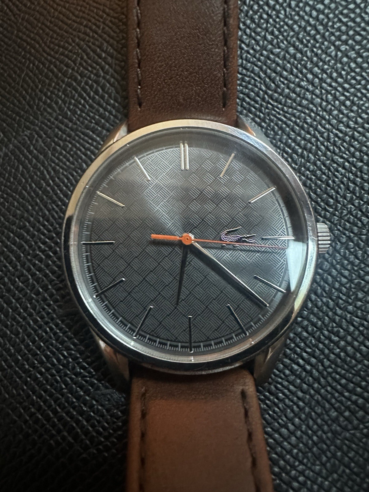 Lacoste Men’s Quartz Analog Watch 3-Hand SS Leather Brown Silver Navy 2011046