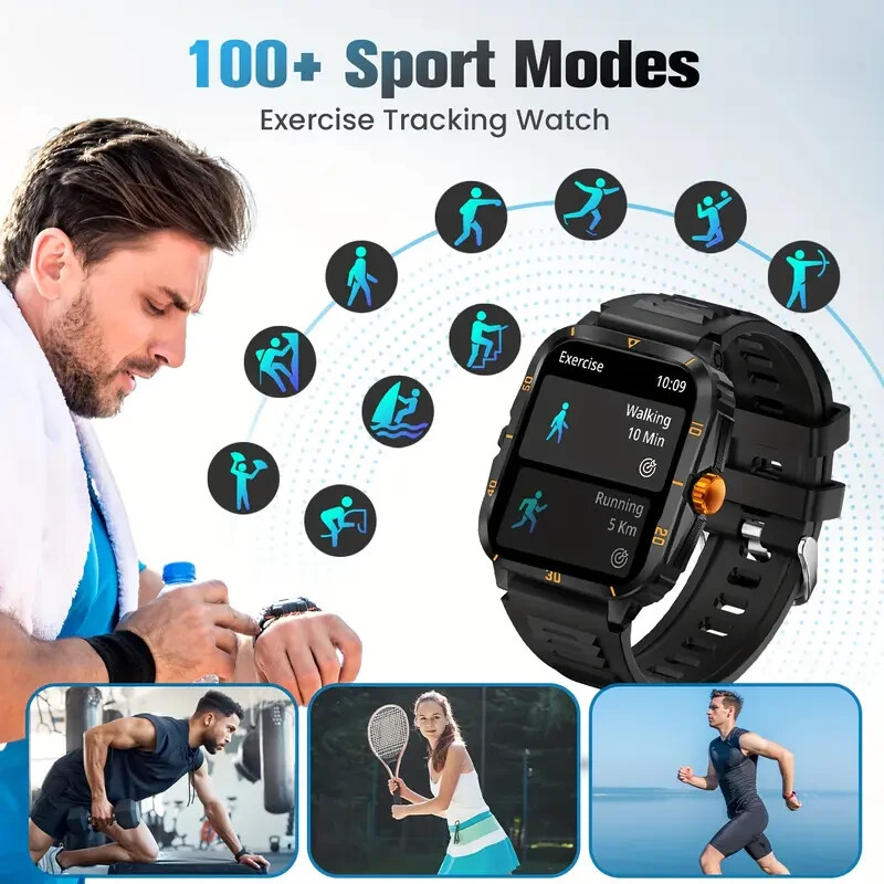 Military Smart Watch Waterproof 1.96″AMOLED Screen Outdoor Tactical High Quality