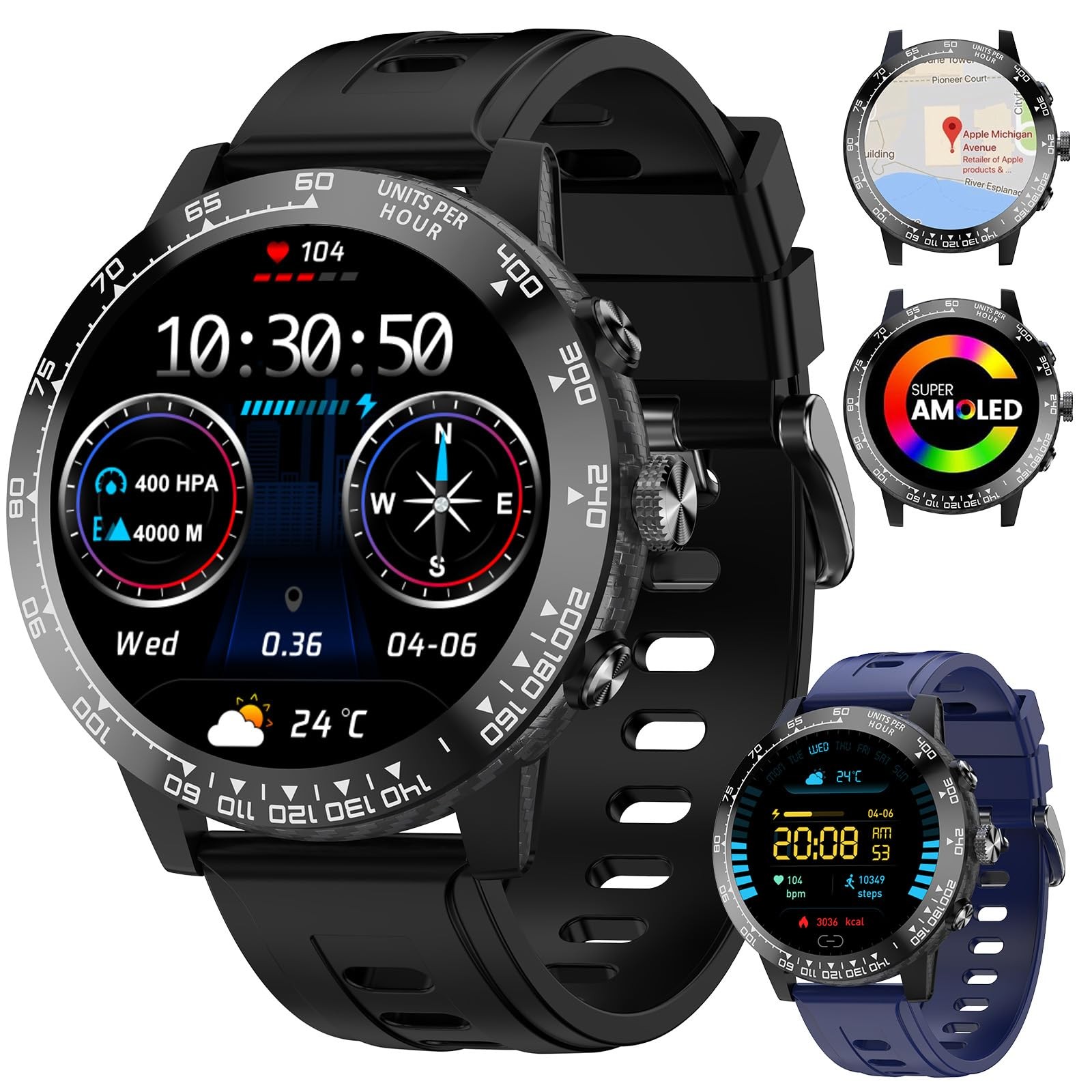 for Men, 1.5″ AMOLED Fitness Tracker with GPS & IP67