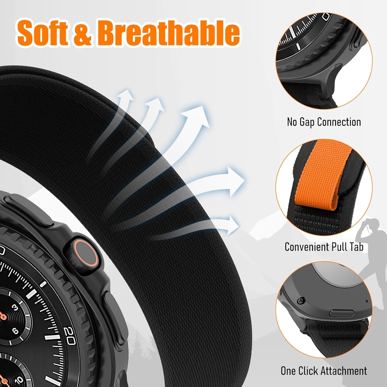 Nylon Fabric Strap Compatible with Samsung Galaxy Watch 8 40mm 44mm