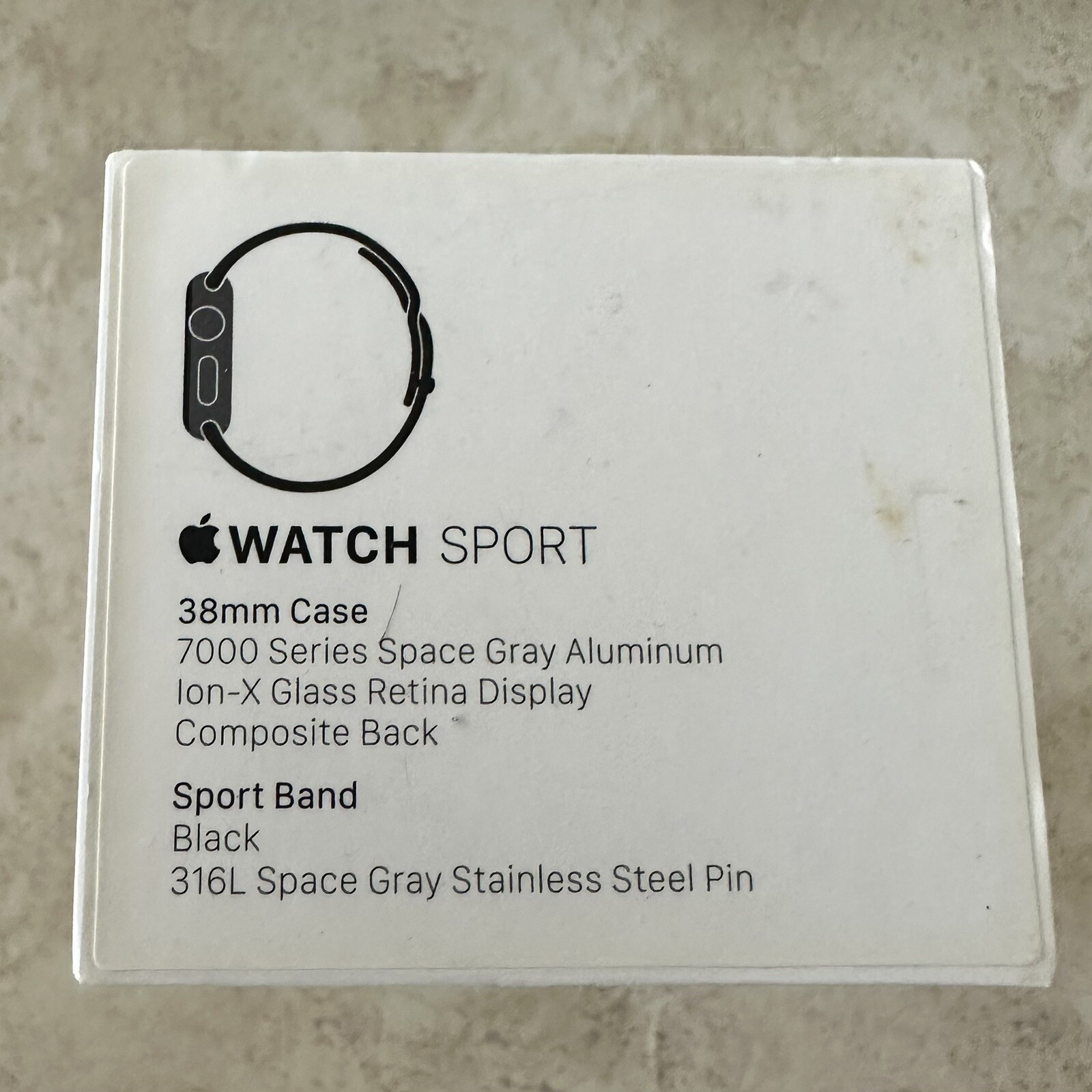 Apple Watch Sport 38mm-7000 Series SpaceGray Aluminum Ion-X Glass Retina Display
