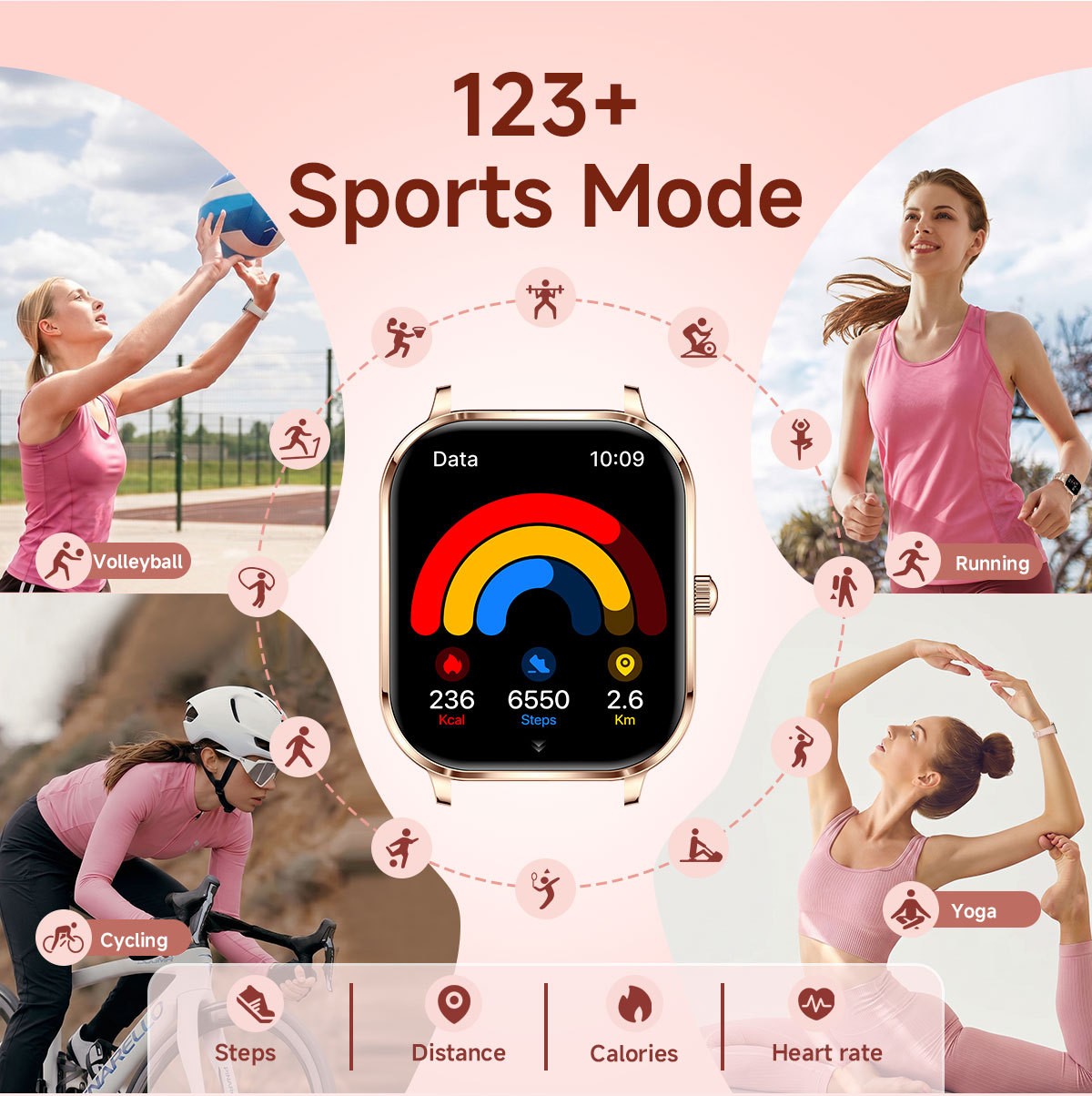 Women Smart Watch 1.82″ HD Touch Screen Bluetooth Call IP68 Waterproof Rose Gold