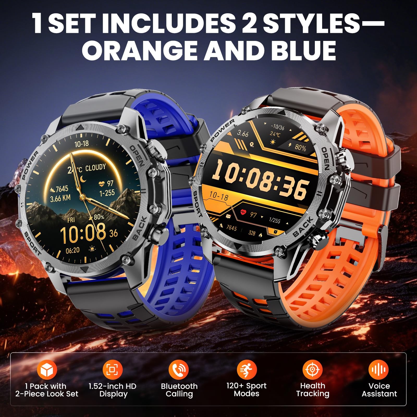Hwagol Smart Watches for Men (Call/Notification),1.52”HD Military Smart Watc…