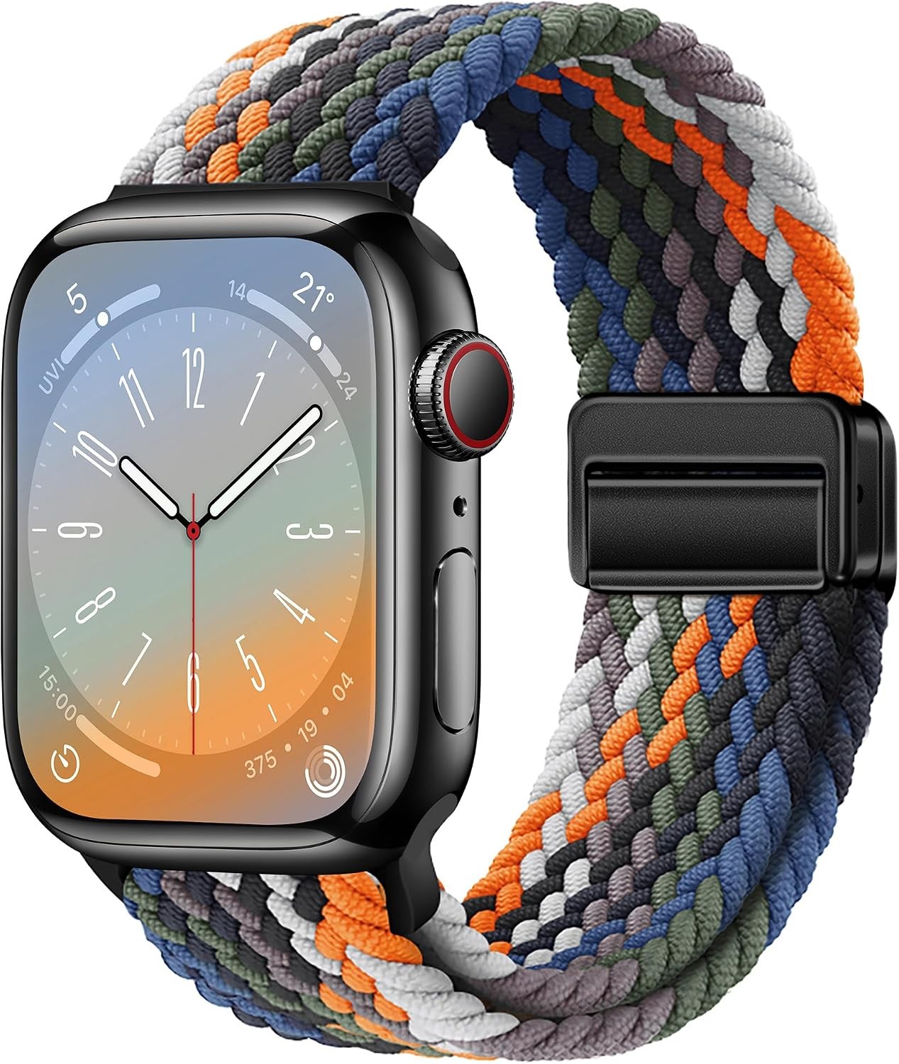 Soft Braided Nylon Sport Loop Band for Apple Watch Ultra 2 49mm, Colorful Strap