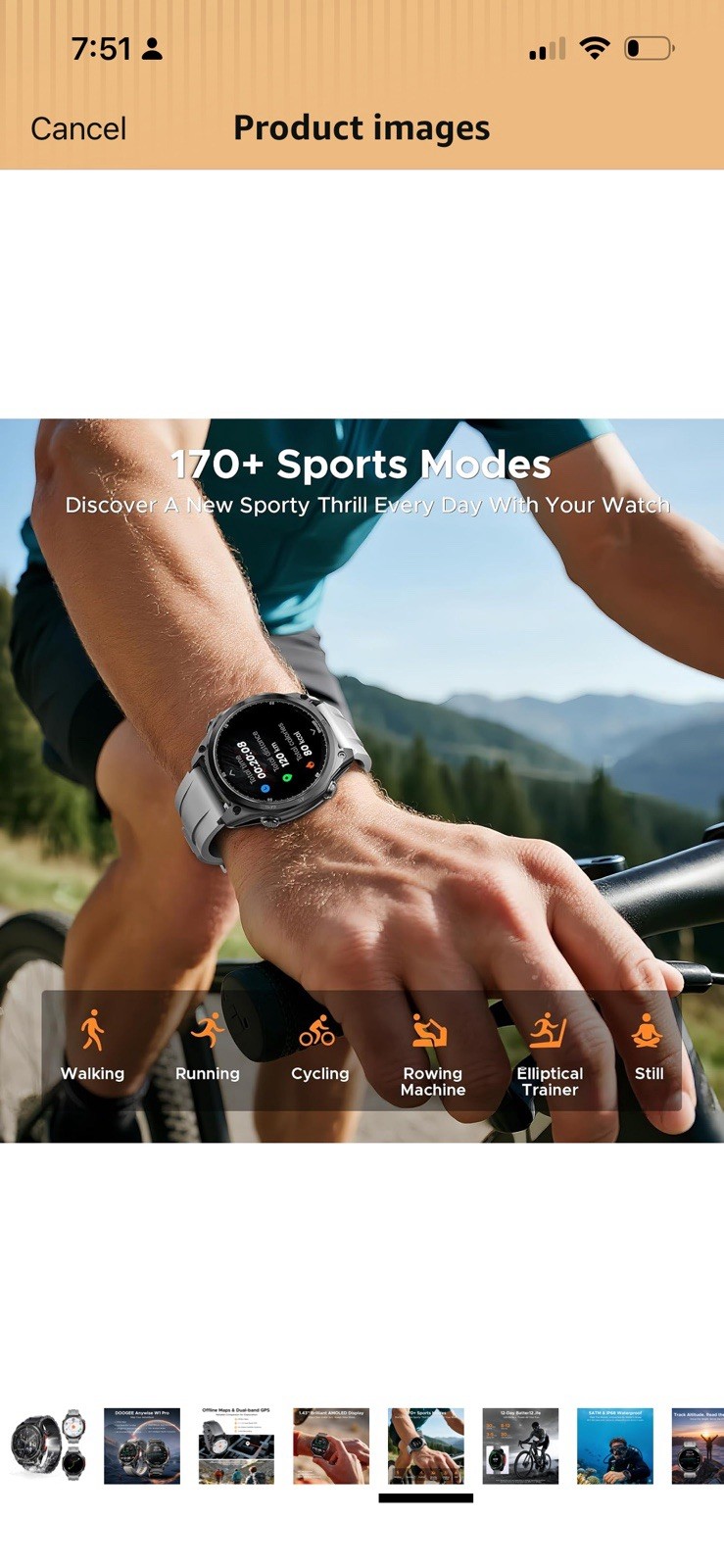 DOOGEE Anywise W1 Pro Smartwatch 47.5mm AMOLED GPS HR BT iOS/Android