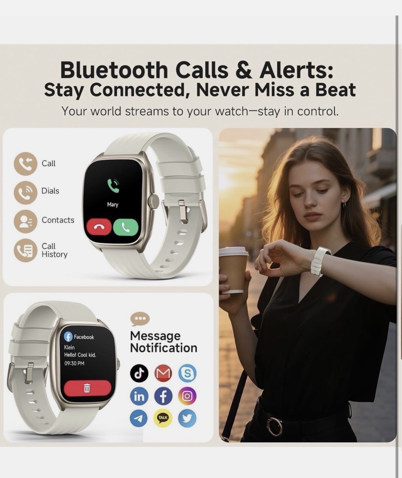 2025 SOUYIE Smart Watch for Men and Women with SOS Emergency Alert, 1.85″ GTX 19