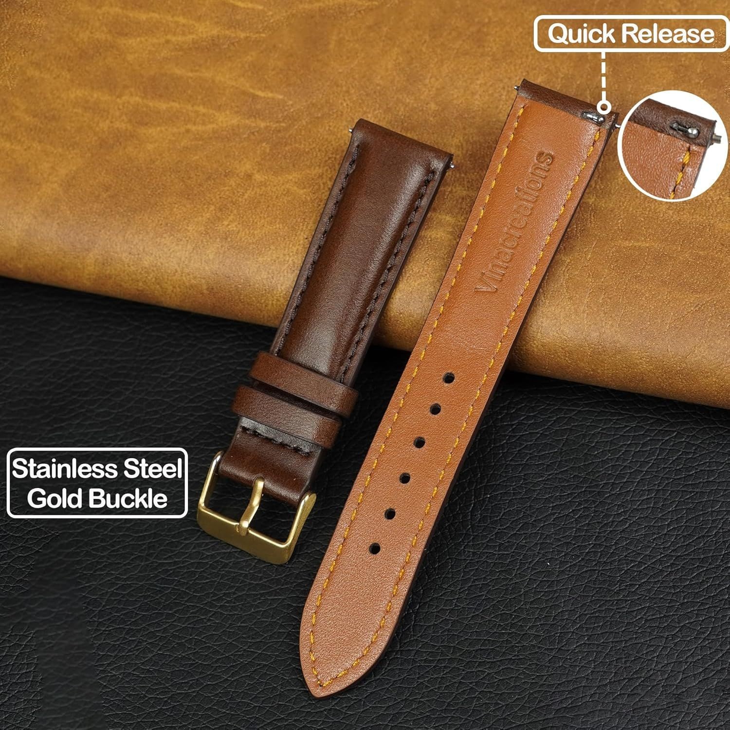 Strap Only For Men’s Watches | Vintage Cowhide Leather, Quick Release, Soft Leat