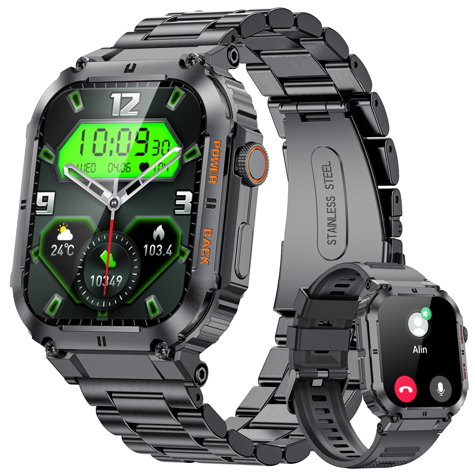 Smart Watch Men Fitness Tracker Blood Pressure 5ATM Waterproof for iOS Android