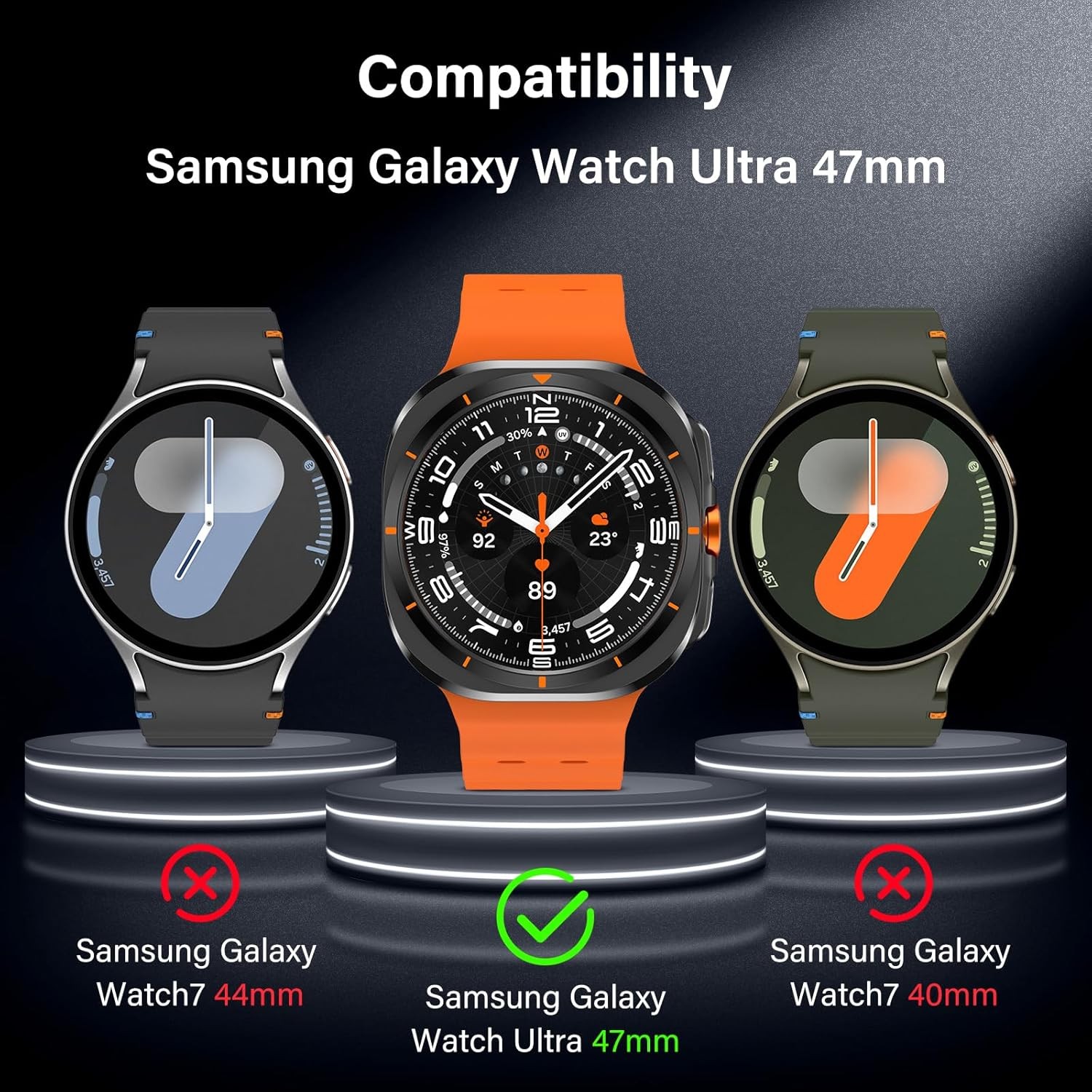 2 Pack Tempered Glass Screen Protector for Samsung Galaxy Watch Ultra 47mm