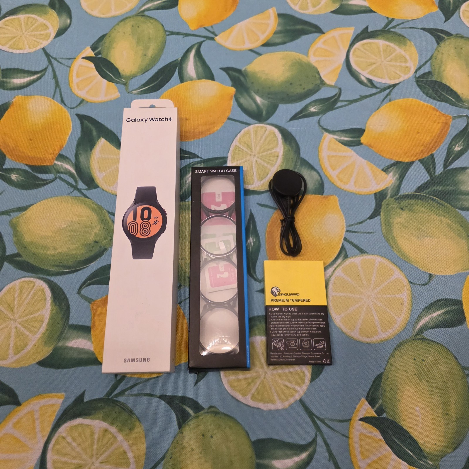 Samsung Galaxy Watch4 44mm with Extra Protectors – Complete In Box – Cib