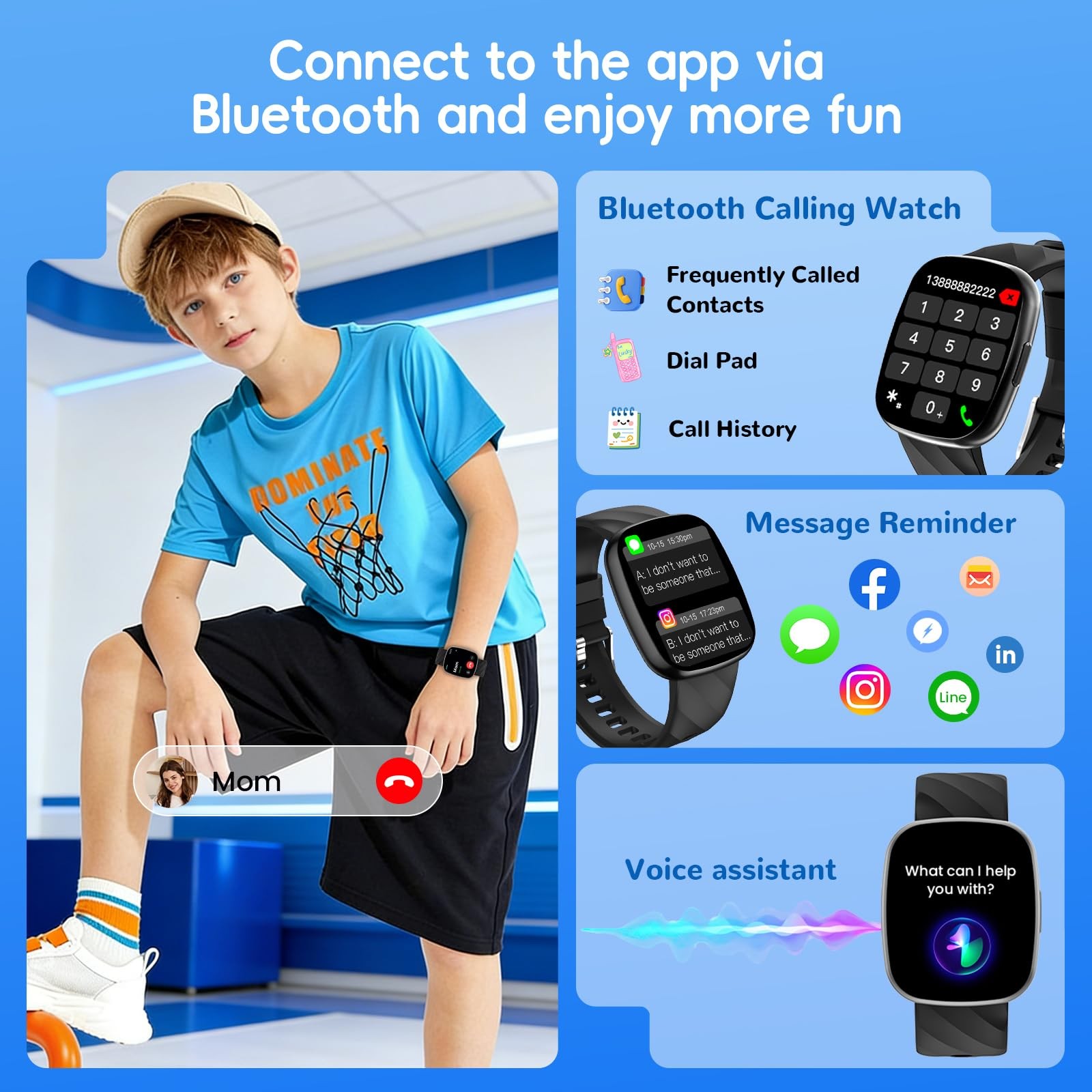 Transformers Kids Smart Watch for Boys and Girls,1.78″ HD Touchscreen Fitness…