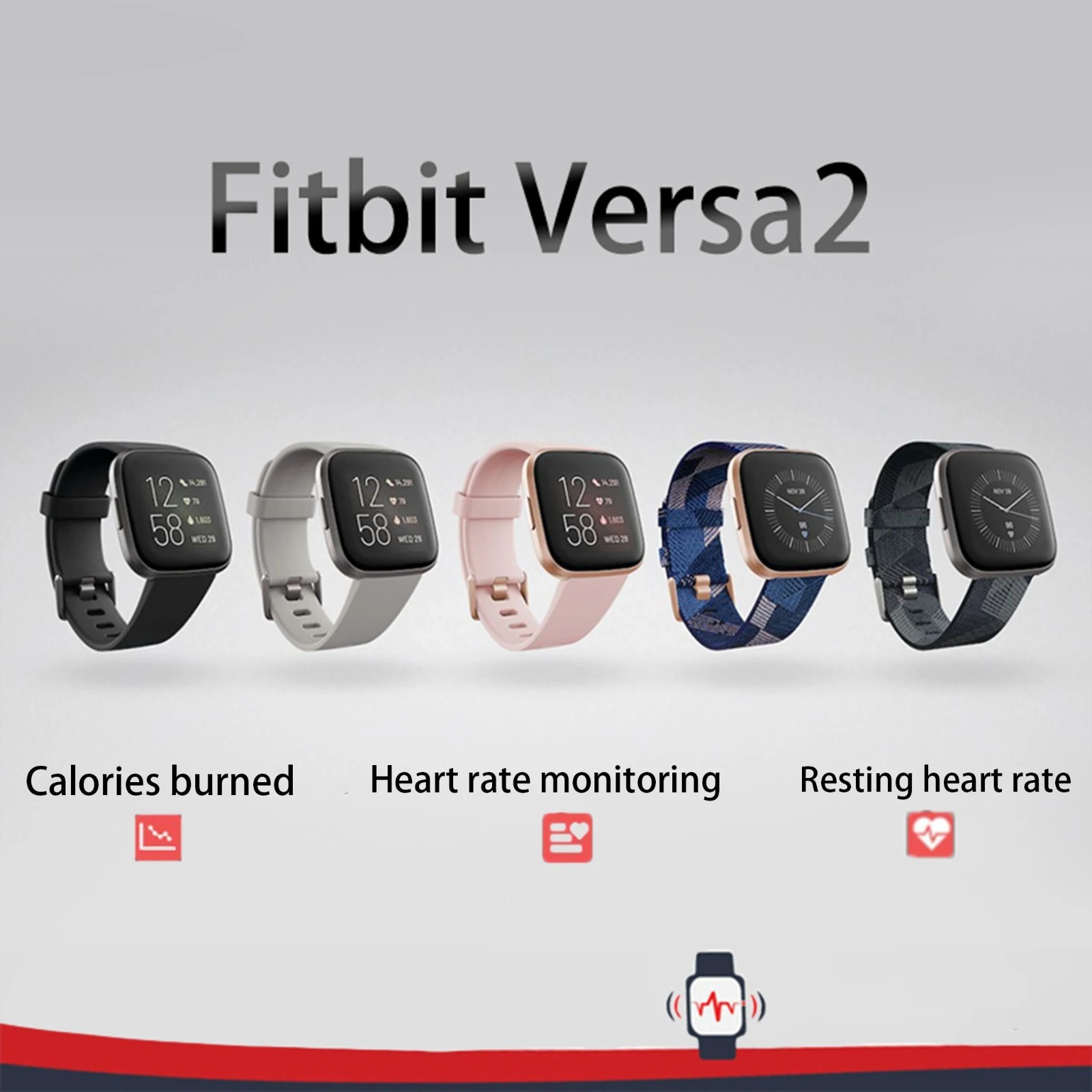 New Fitbit Versa 2 Health & Fitness Smartwatch Authentic Activity Tracker Black
