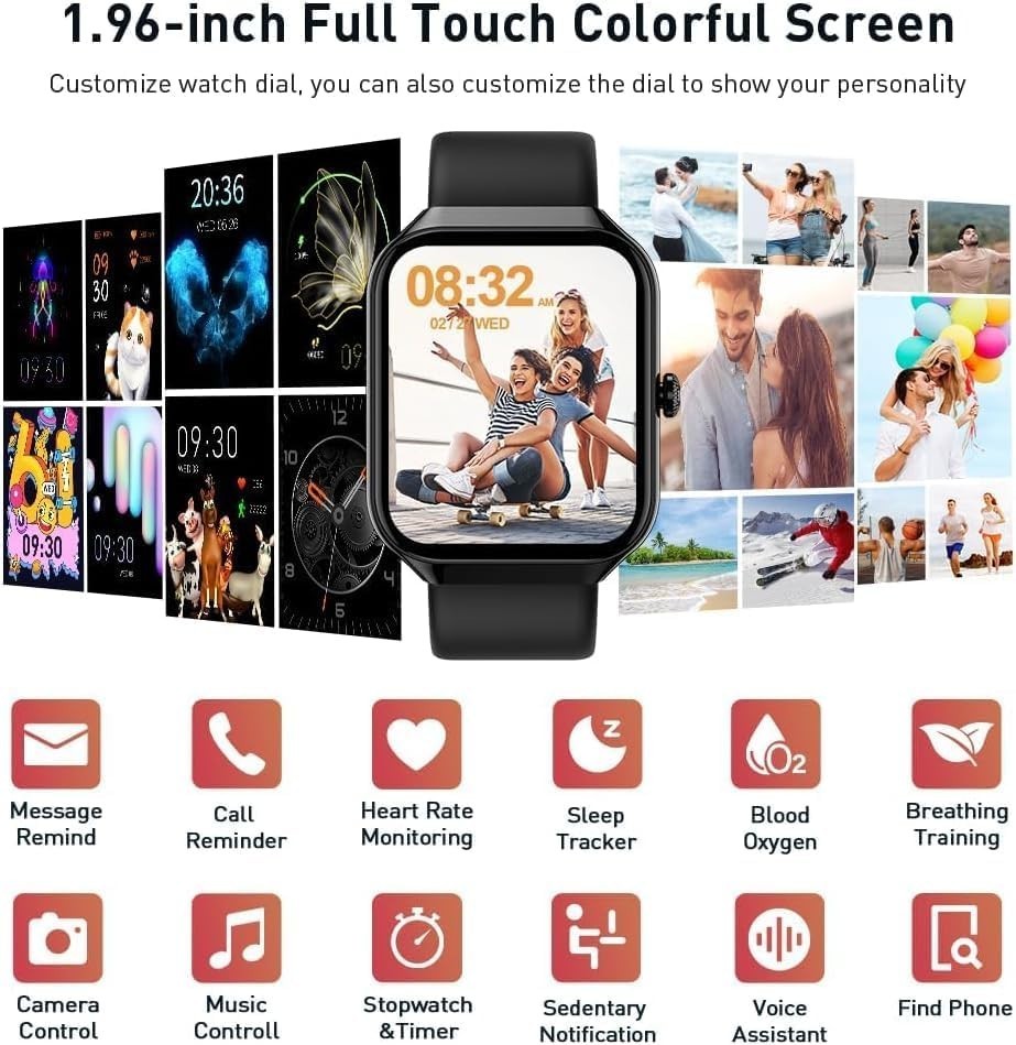 Smart Watch for Men Women(Answer/Make Call), 1.96″ HD Smartwatch 2025 Fitness