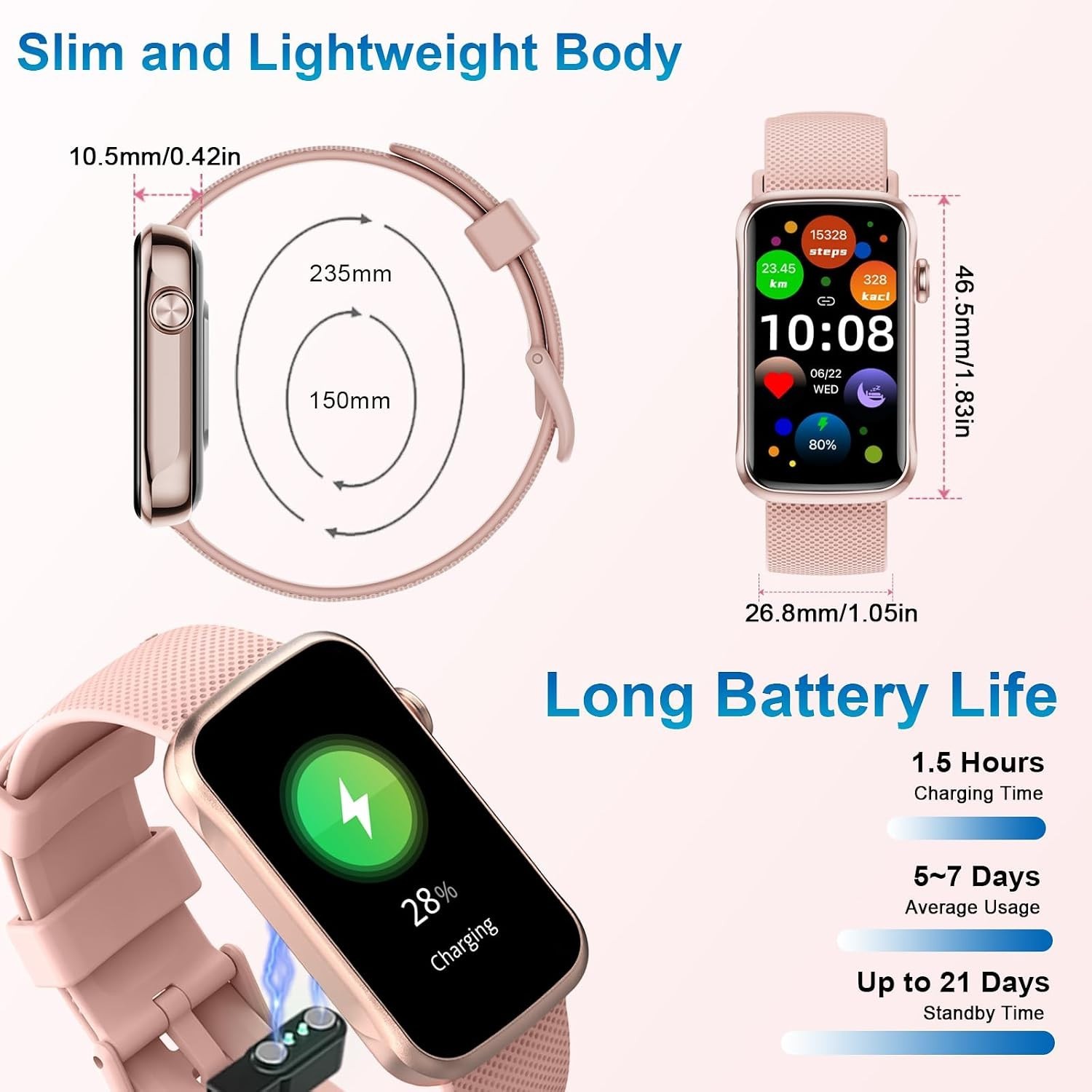 Smart Watch, Smartwatch for Men Women with 24 Sport Modes, IP68 Waterproof Fi…