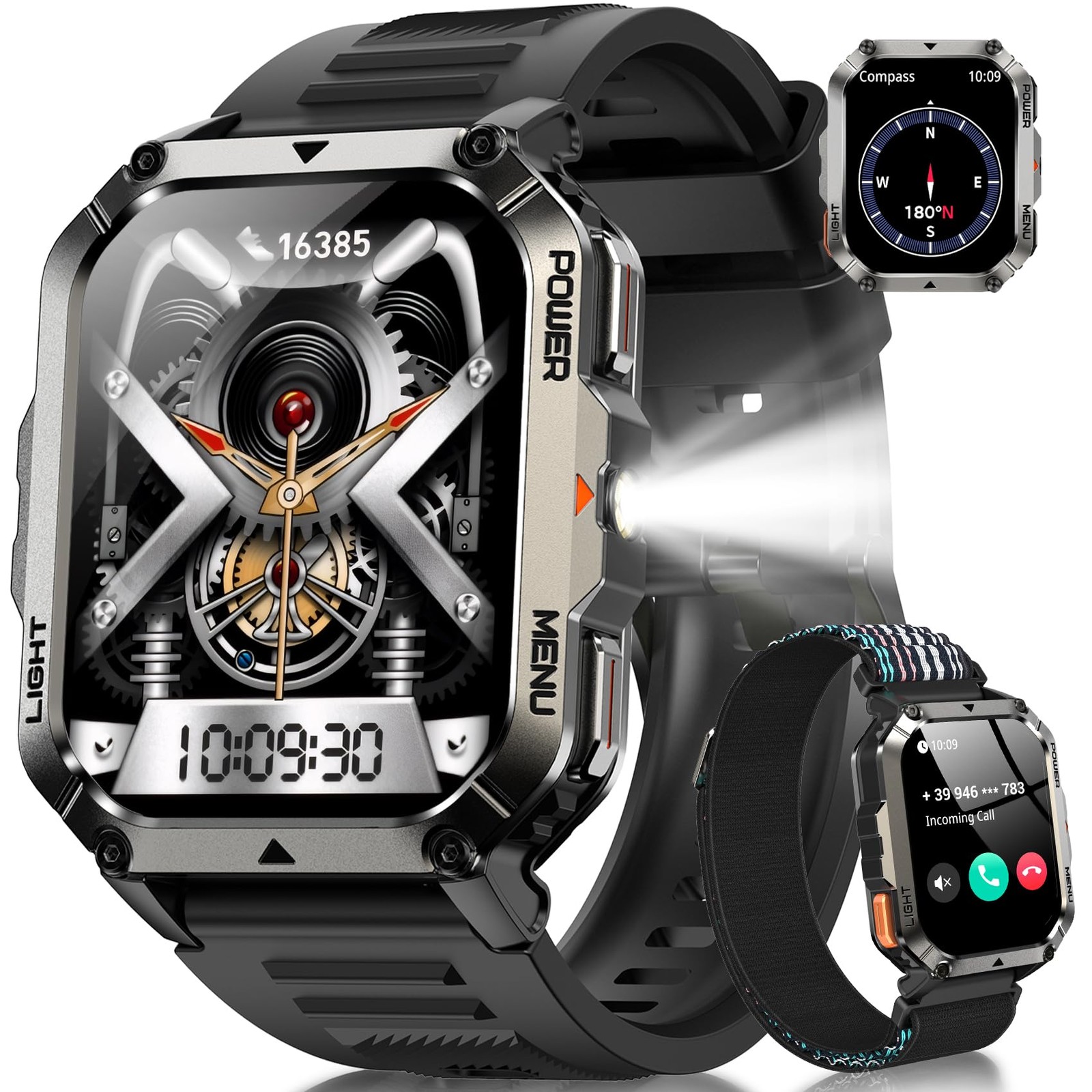 Military Tactical Smart Watch 2.01 Inch HD Display Rugged Fitness Tracker IP68