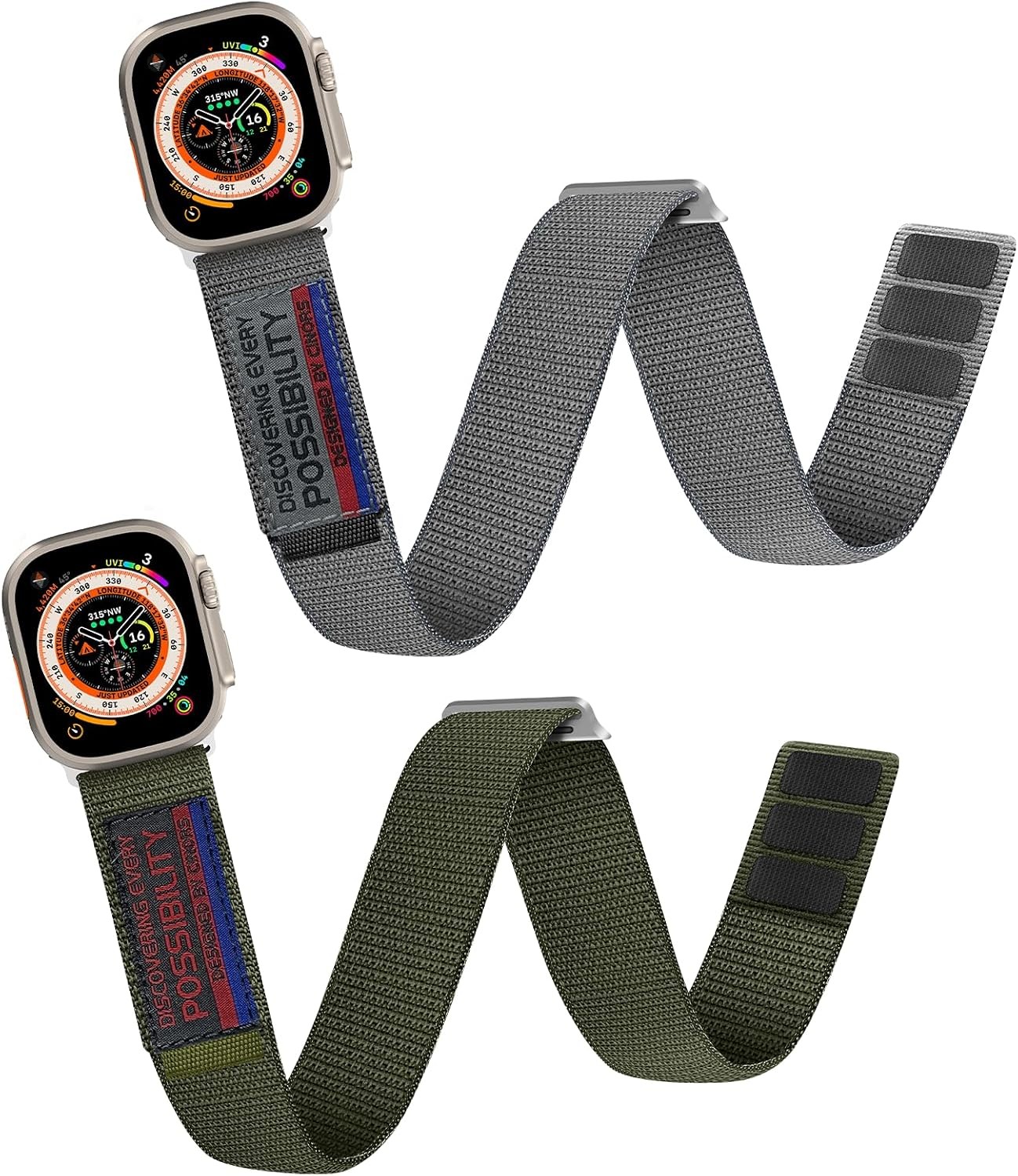 2XL to 5XL Extra Long Nylon Strap Compatible with Apple Watch 49mm 46mm