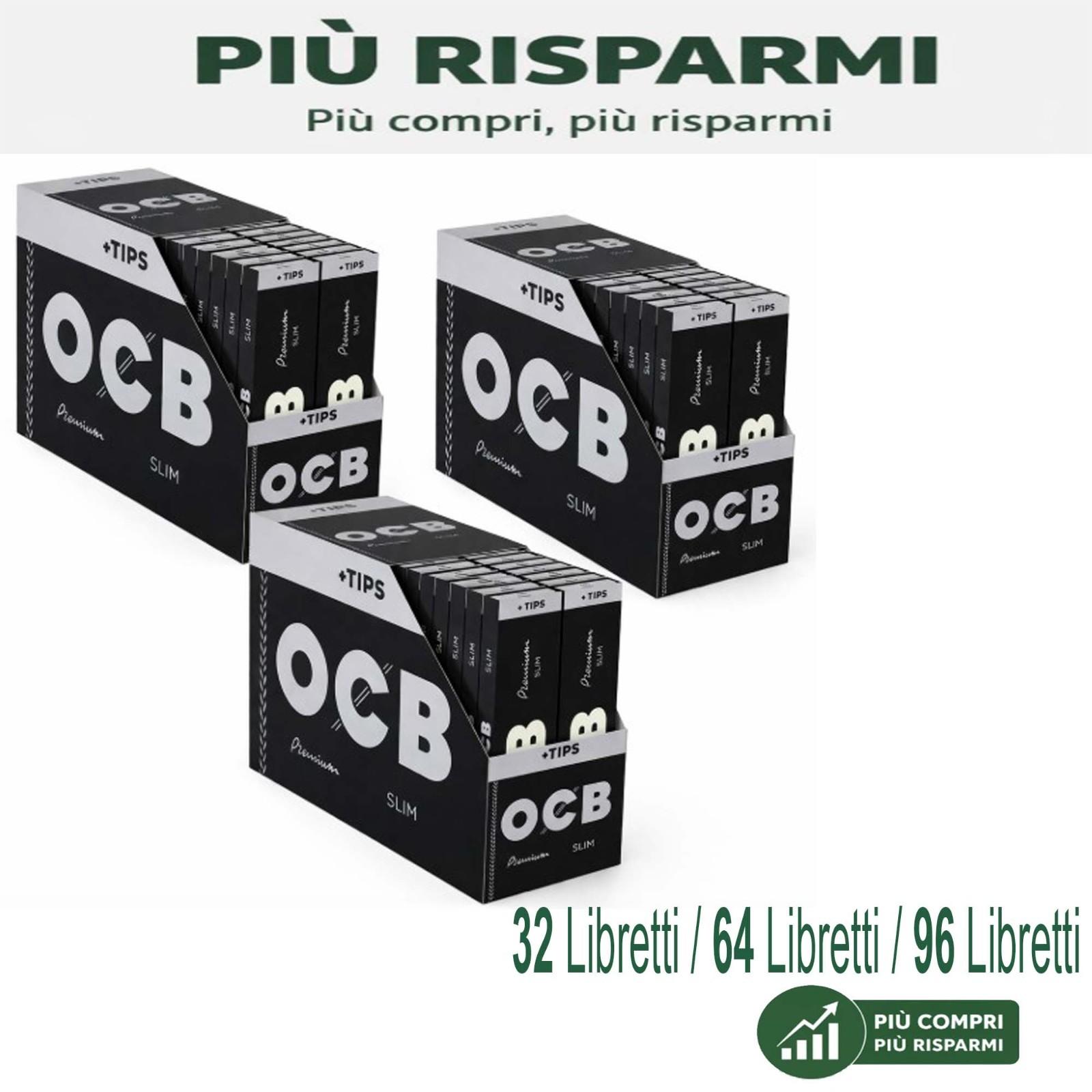Cartine OCB con Filtri Nere King Size Slim 96 Libretti 3 Scatola Originale